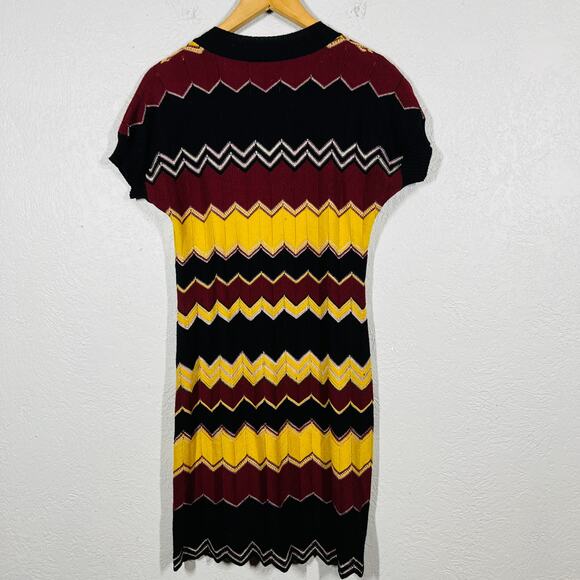 Vintage Y2K Missoni Knit V Neck Sweater Dress Casual Zig Zag Cap Slv DIY - 6 - Picture 4 of 7